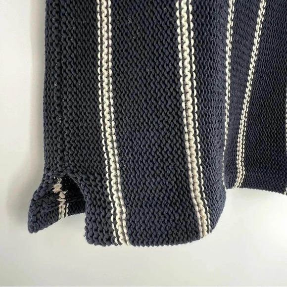 Theory Emmeris Ibisco Striped Boxy Crochet Knit Sweater Size M Short Sleeve - Picture 9 of 12